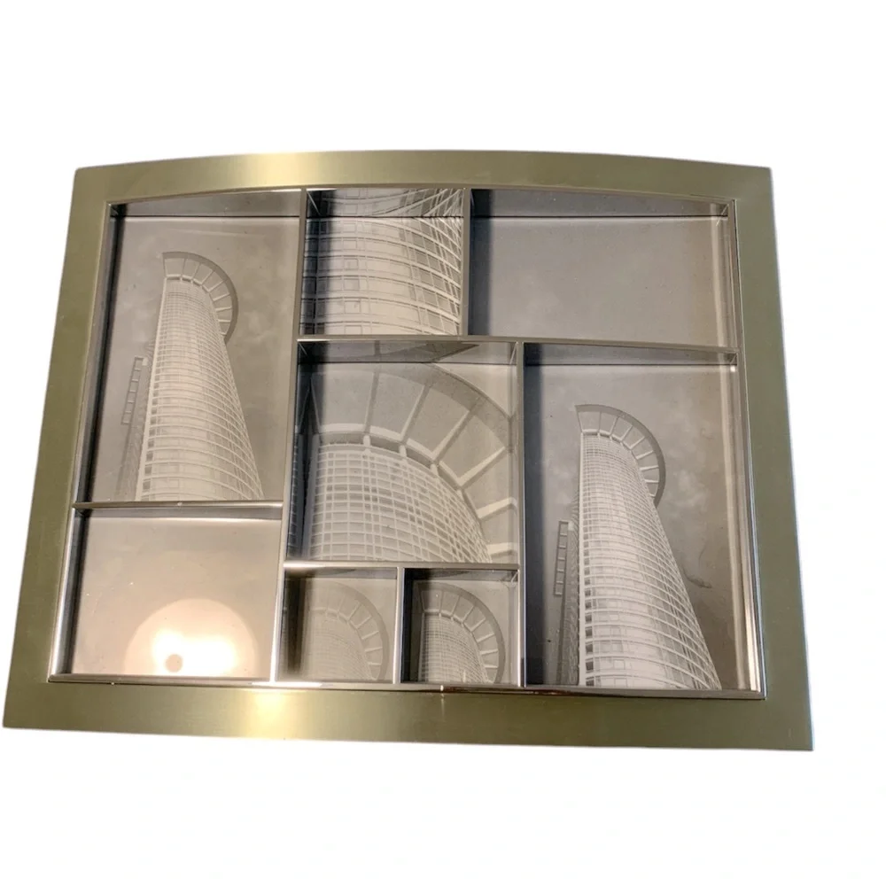 Inhabit Contours Multi Photo Collage Frame Brushed Brass Gold Curved Skyscraper